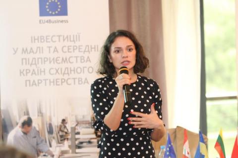 A participant at the second International Business Women’s Conference in Chernihiv