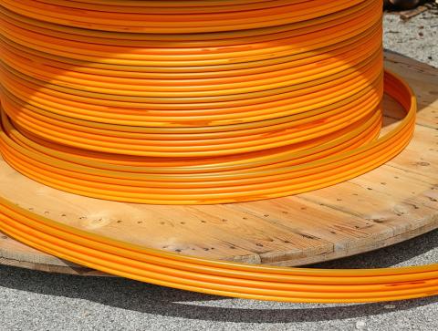 Orange pipes for fibre optic connection ADSL users.