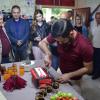 Aram Gasparyan celebrates the launch of his business in Goris